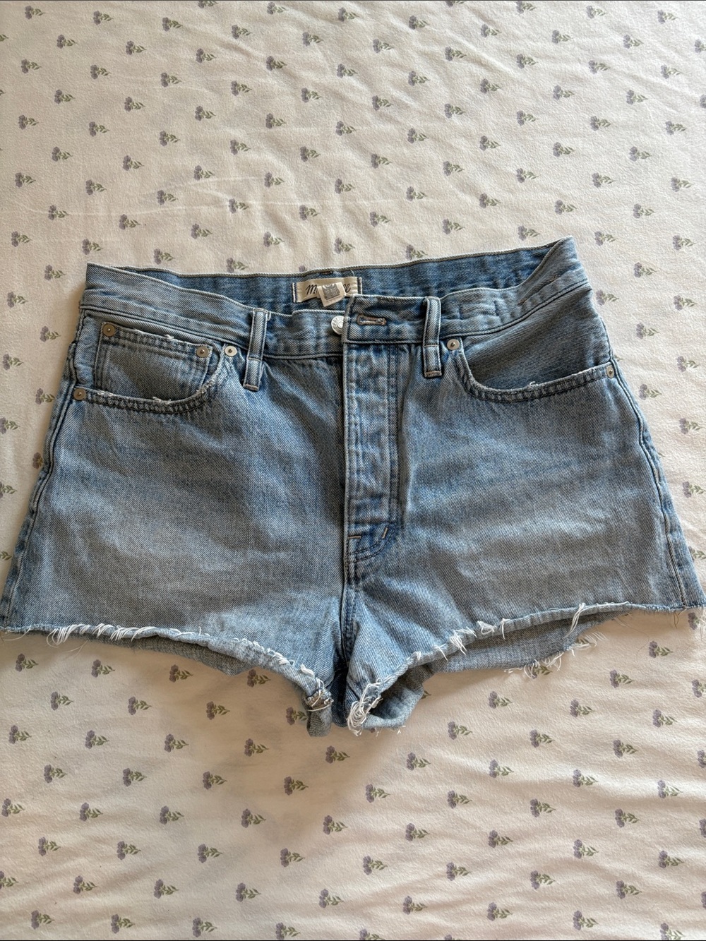 Denim High-Rise Cutoff Shorts - Light Blue